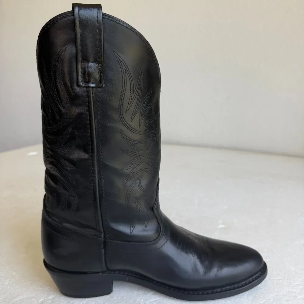Men's Black Laredo Cowboy Boots 4240 Size 8.5D Lea Vamp Fox Western Point Toe